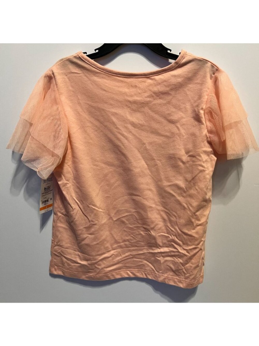 365 Kids From Garanimals Girls Peach Butterfly Tulle Sleeve T-Shirt Size 8 - Picture 3 of 4